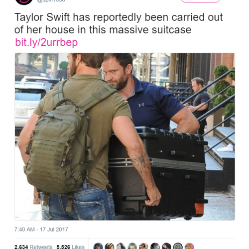 Тейлър Суифт се крие от папараци в куфар?