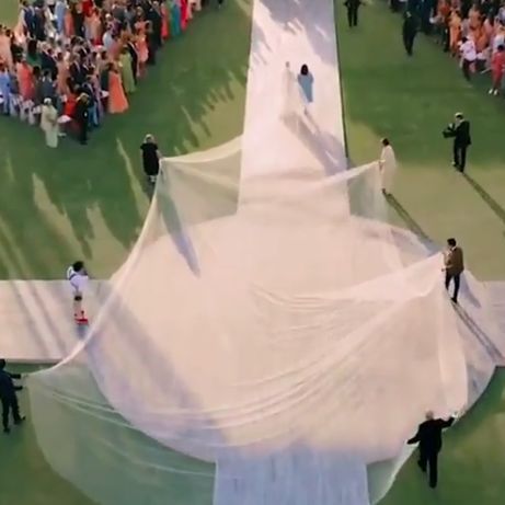 Интернет се шегува с 25-метровия шлейф на Приянка